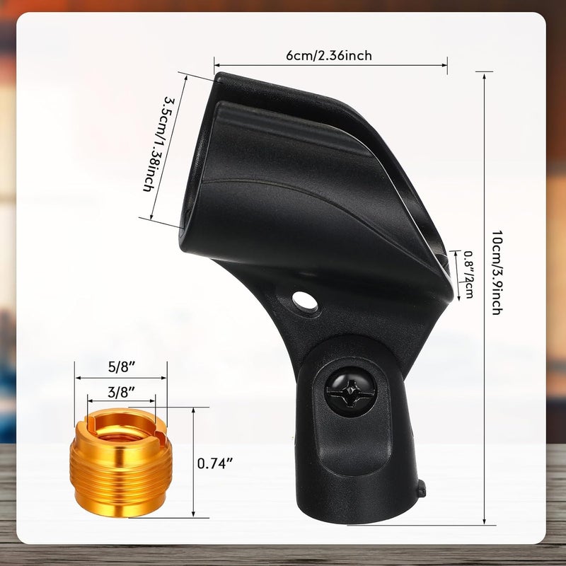 Copkim 10 Pcs Microphone Clip Holder with 10 Pcs Nut Adapter, Adapter Fits 5/8 to 3/8 Suitable for Performance, Demonstration, Podcasting, Recording - Image 2